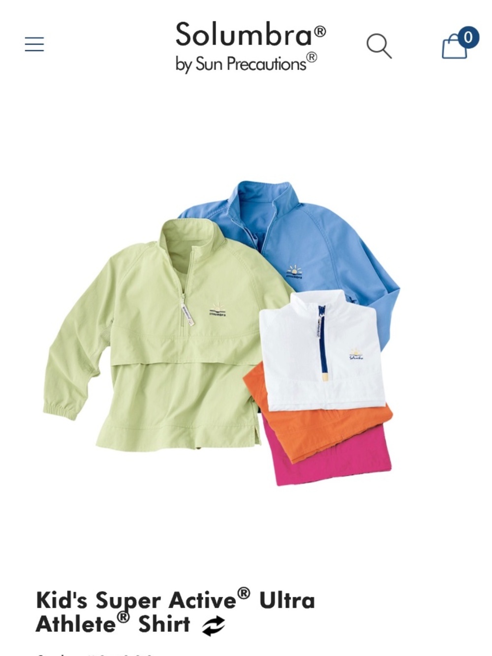 Solumbra Kids Super Active Ultra Athlete Shirt - XXS